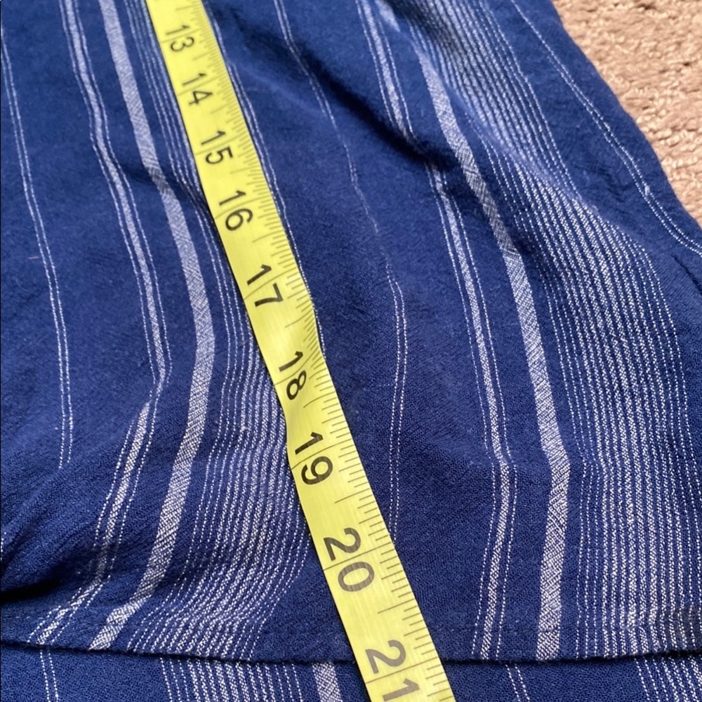 Harper Blue Flutter Sleeve Linen Blend Blouse with Tie Front Spring Summer - Picture 4 of 10